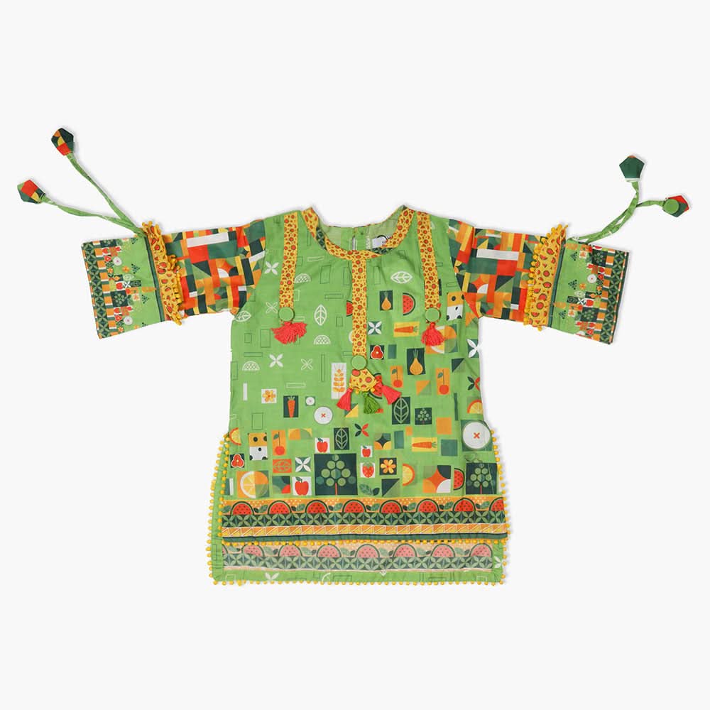 Girls Printed Kurti - Green, Girls Kurti, Chase Value, Chase Value