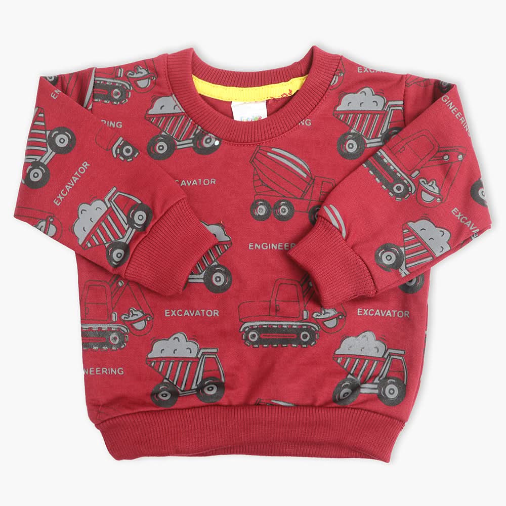 Newborn Boys Full Sleeves T-Shirt - Maroon, Newborn Boys Winterwear, Chase Value, Chase Value