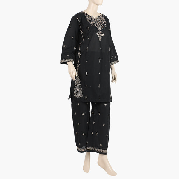Women's Embroidered 2Pcs Shalwar Suit - Black, Women Shalwar Suits, Chase Value, Chase Value