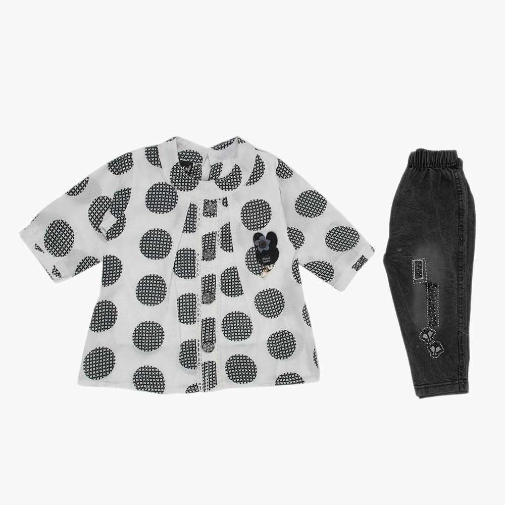 Girls Half Sleeves Suit - White, Girls Suits, Chase Value, Chase Value