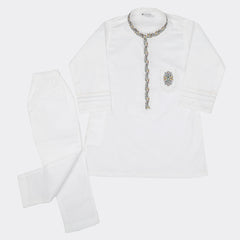 Boys Embroidered Shalwar Suit - White, Boys Shalwar Kameez, Chase Value, Chase Value