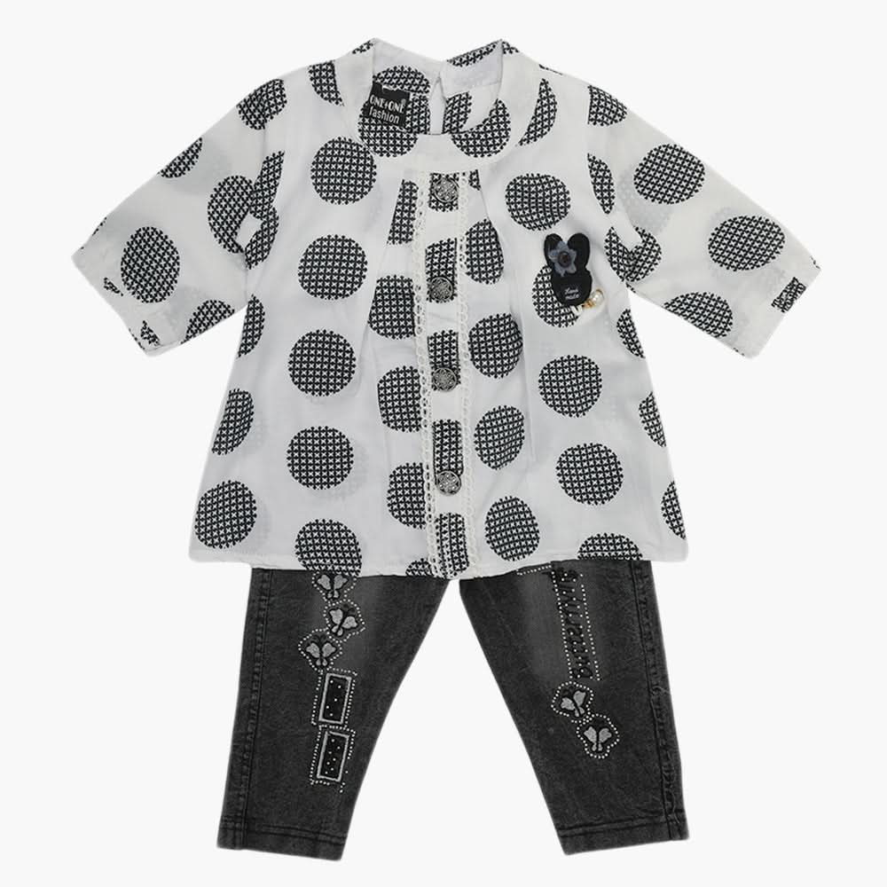 Girls Half Sleeves Suit - White, Girls Suits, Chase Value, Chase Value