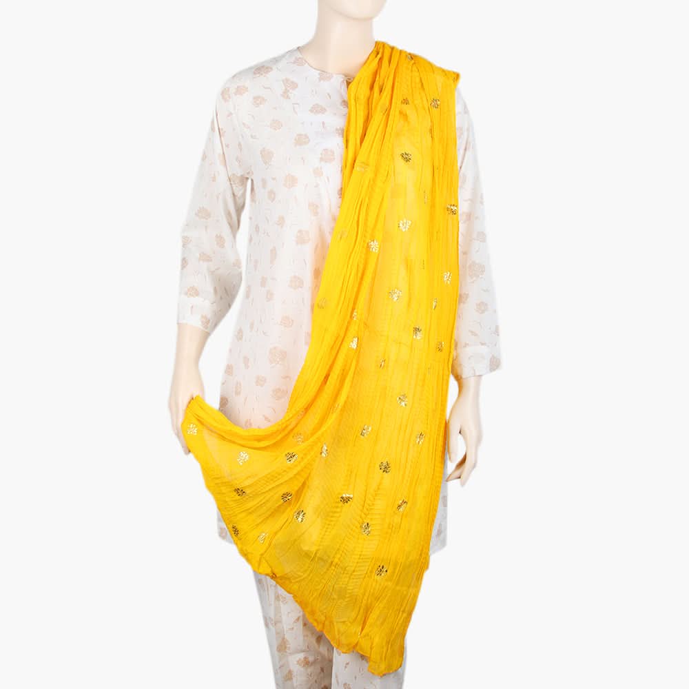 Women's Printed Dupatta - Yellow, Women Dupatta, Chase Value, Chase Value