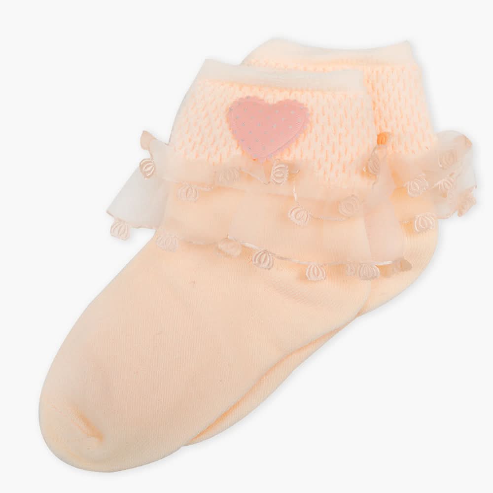 Girls Frill Socks - Peach, Girls Socks, Chase Value, Chase Value