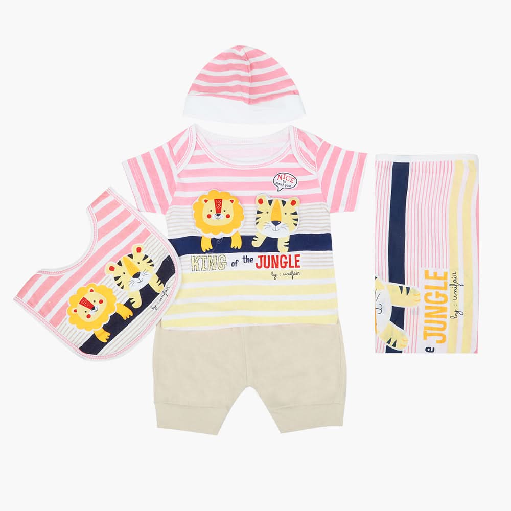 Newborn Boys Gift Set 05 Pcs  - Peach, Newborn Gift Set, Chase Value, Chase Value