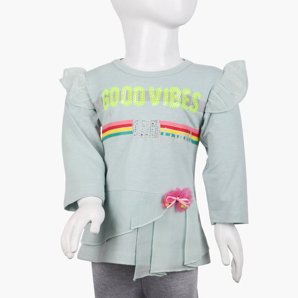 Girls Full Sleeves T-Shirt -  Sea Green, Girls T-Shirts, Chase Value, Chase Value