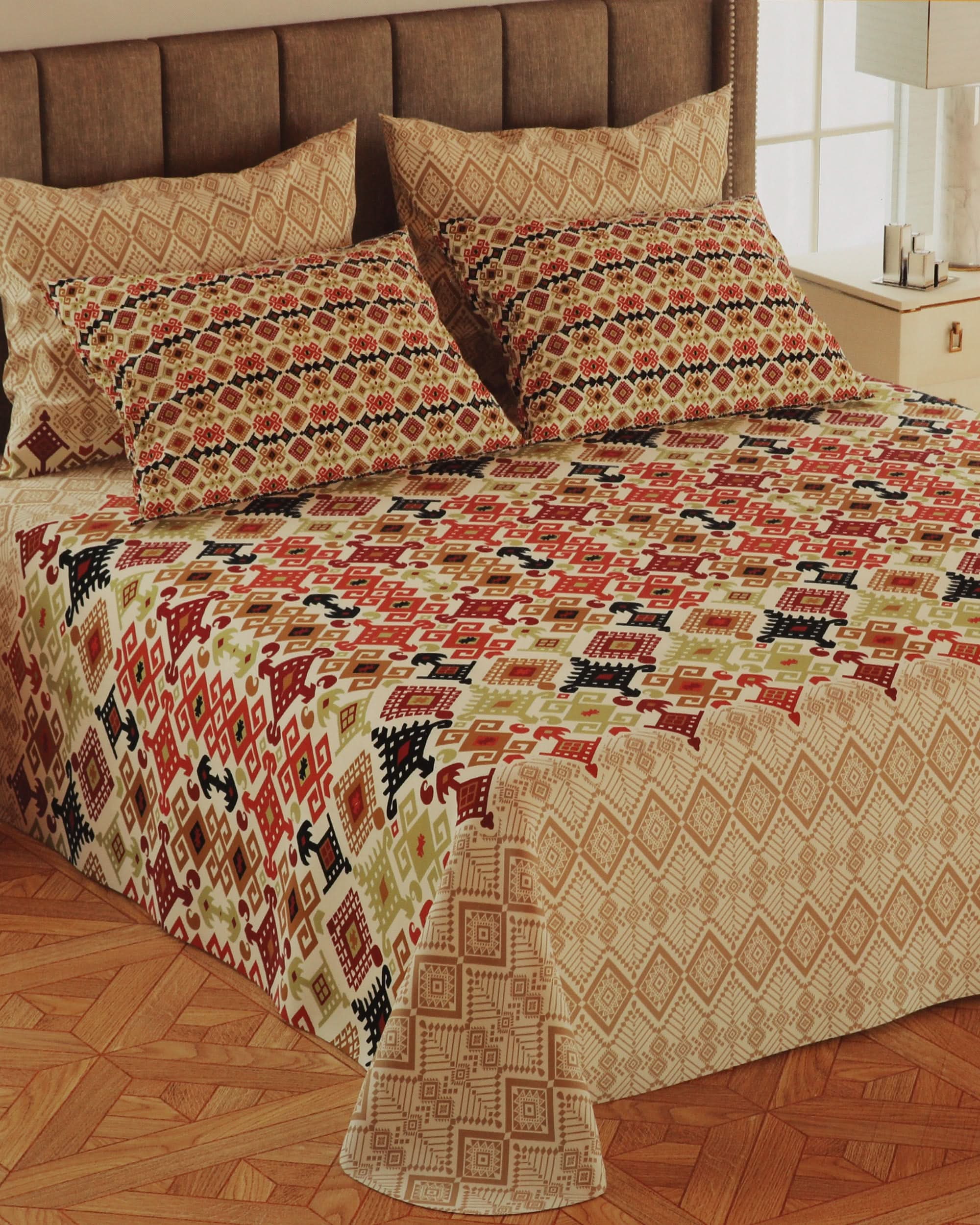 5Pcs Bedsheet Set 94*96, Double Size Bed Sheet, Chase Value, Chase Value