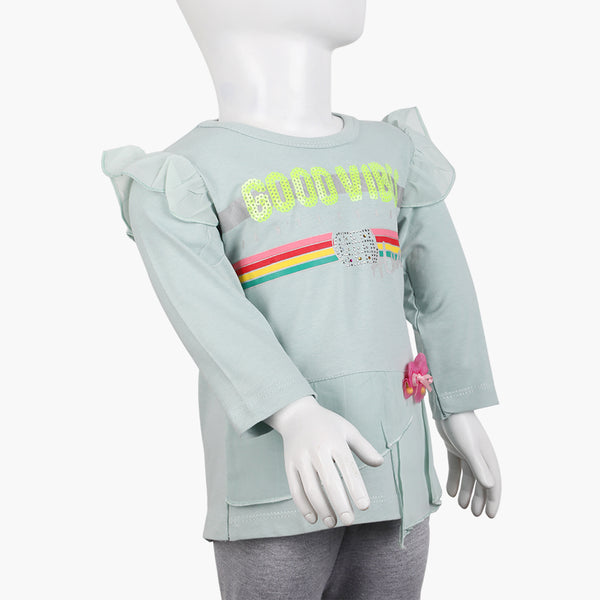 Girls Full Sleeves T-Shirt -  Sea Green, Girls T-Shirts, Chase Value, Chase Value