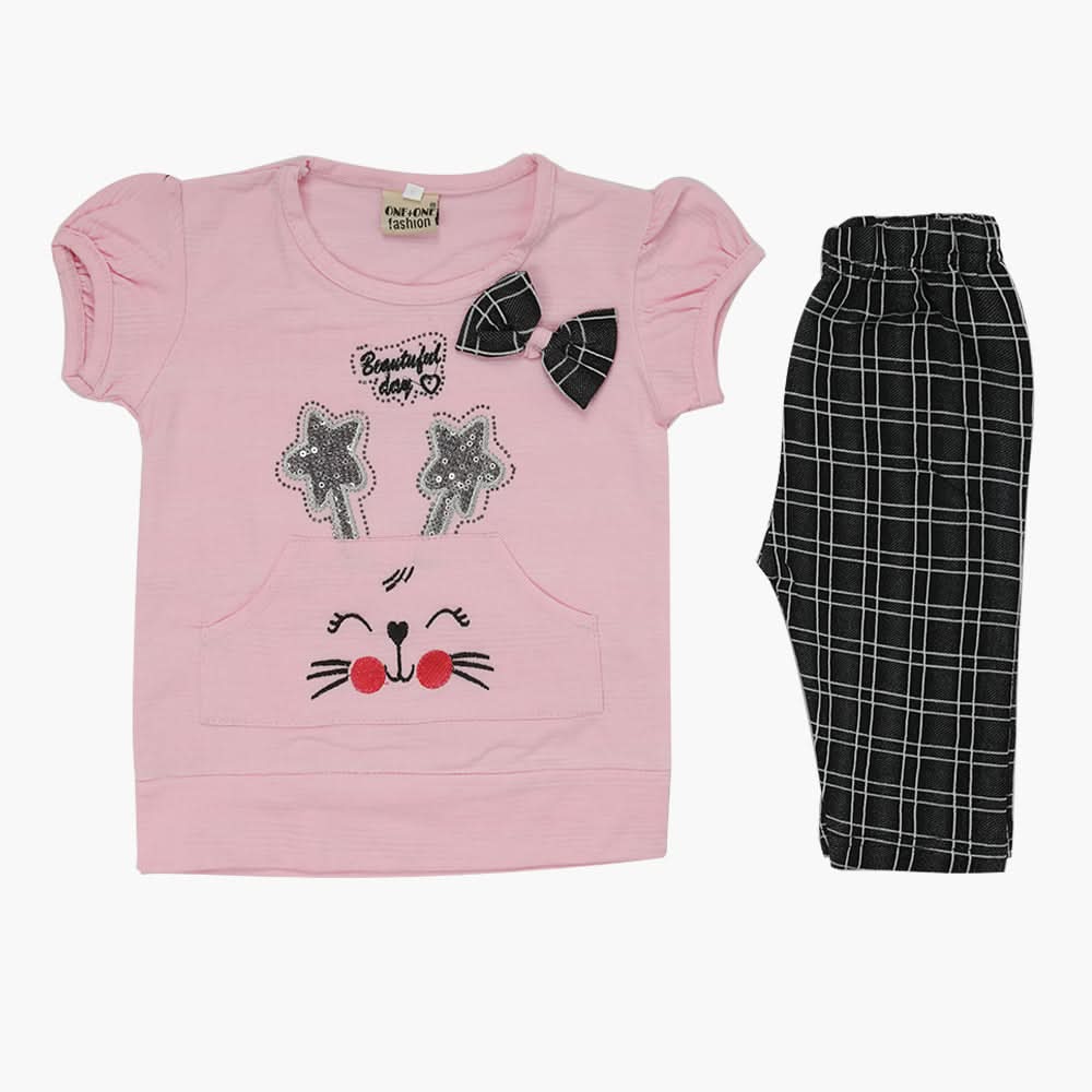 Girls Half Sleeves Suit - Light Pink, Girls Suits, Chase Value, Chase Value