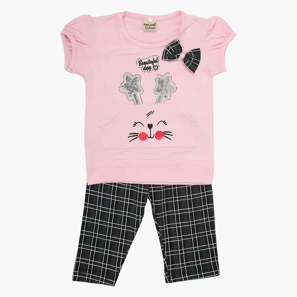 Girls Half Sleeves Suit - Light Pink, Girls Suits, Chase Value, Chase Value