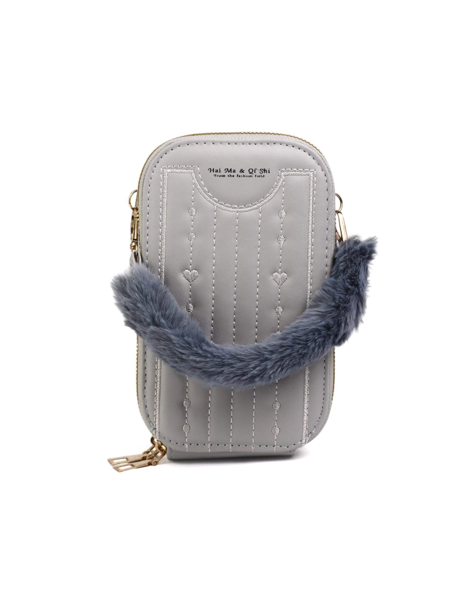 Women's Wallet with Fur Handle