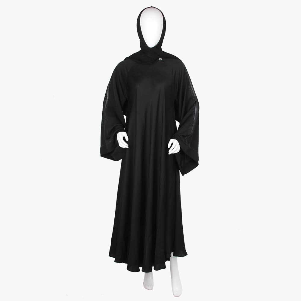 Women's Abaya With Lace - Black, Women Abayas, Chase Value, Chase Value