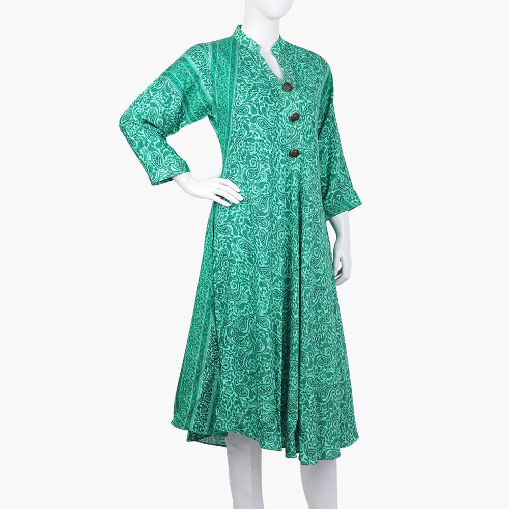 Women's Printed Kurti - Green, Women Ready Kurtis, Chase Value, Chase Value