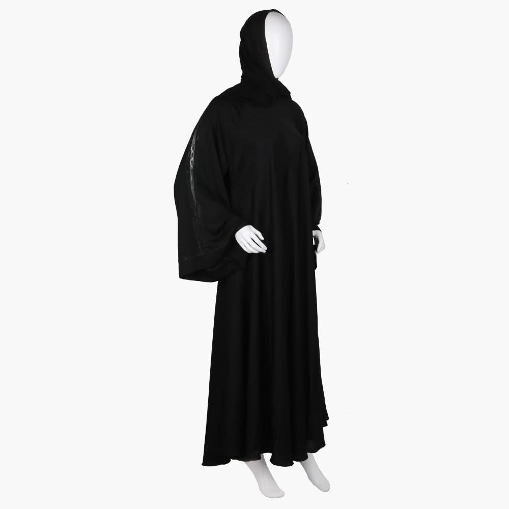 Women's Abaya With Lace - Black, Women Abayas, Chase Value, Chase Value