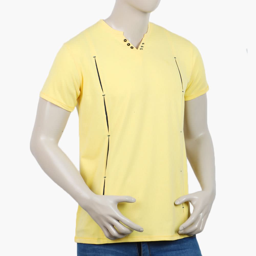 Men's Round Neck Half Sleeves T-Shirt - Yellow, Men's T-Shirts & Polos, Chase Value, Chase Value