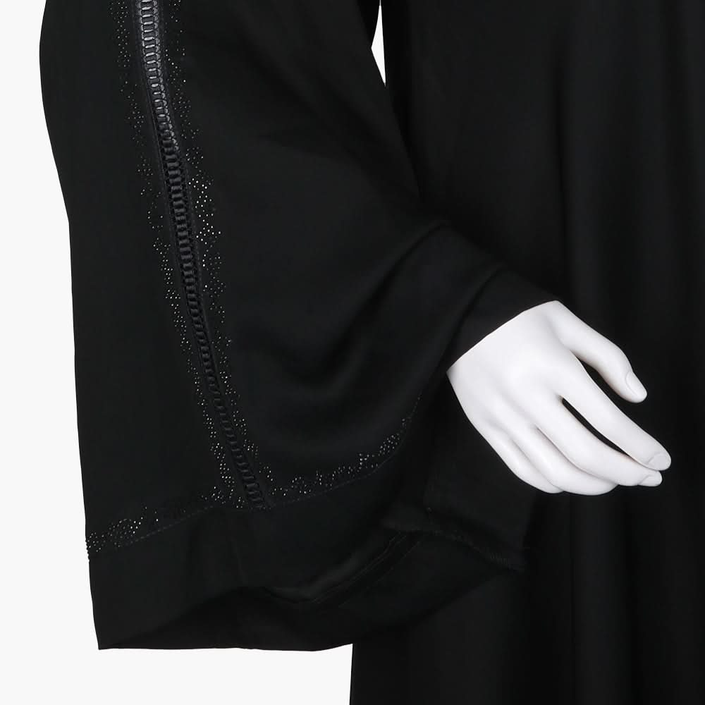 Women's Abaya With Lace - Black, Women Abayas, Chase Value, Chase Value