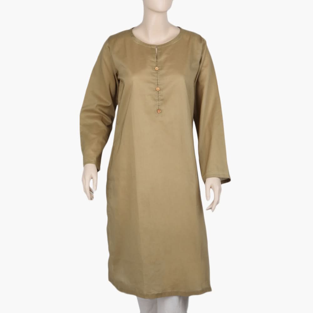 Women's Plain Kurti - Beige, Women Ready Kurtis, Chase Value, Chase Value