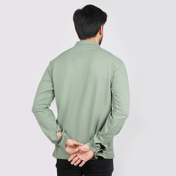 Eminent Men's Full Sleeves Polo T-Shirt - Olive