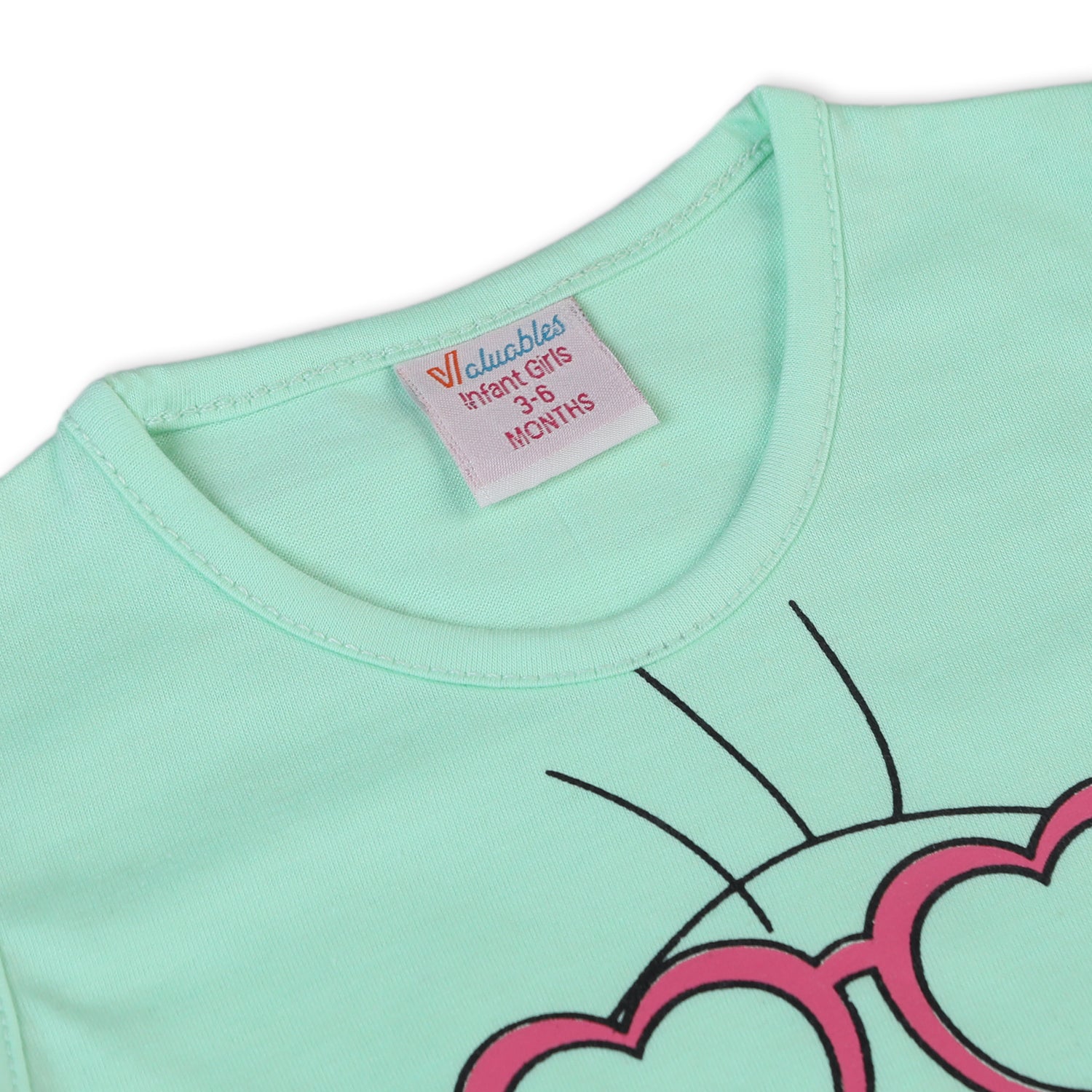 Valuable Newborn Girls Sando T-Shirt - Green, Newborn Girls T-Shirts, Chase Value, Chase Value