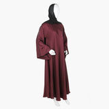 Women's Abaya With Lace - Maroon, Women Abayas, Chase Value, Chase Value