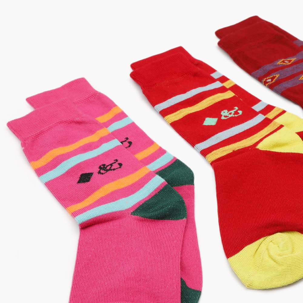 Girls Socks Pack Of 3 - Multi Color, Girls Socks, Chase Value, Chase Value