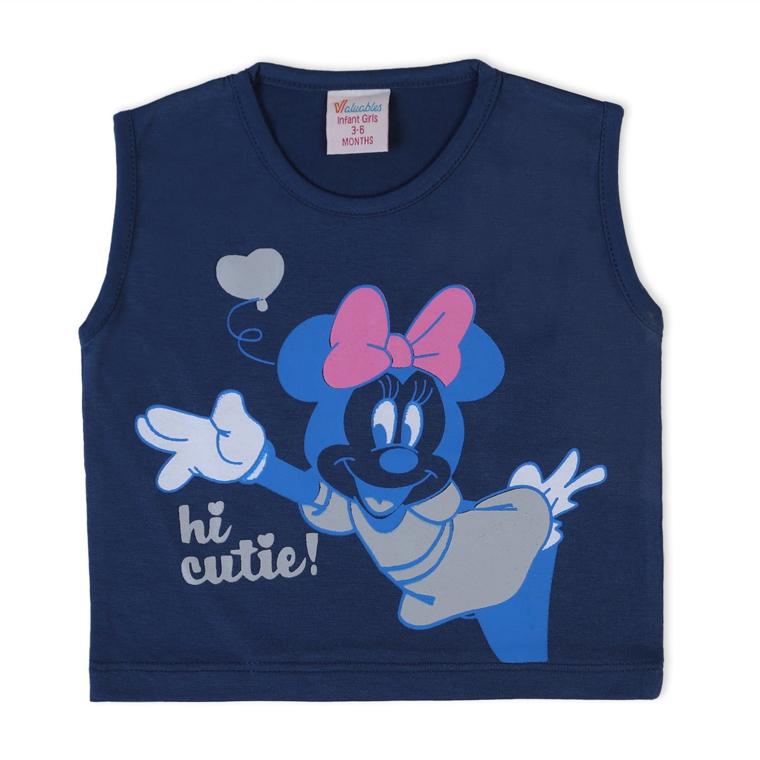 Valuable Newborn Girls Sando T-Shirt - Navy Blue, Newborn Girls T-Shirts, Chase Value, Chase Value