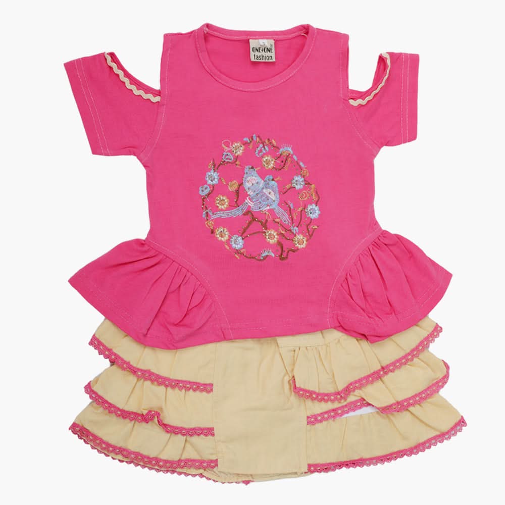 Girls Half Sleeves Suit - Pink, Girls Suits, Chase Value, Chase Value