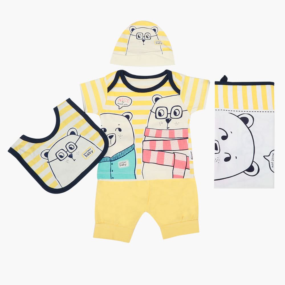 Newborn Boys Gift Set 05 Pcs  - Yellow, Newborn Gift Set, Chase Value, Chase Value