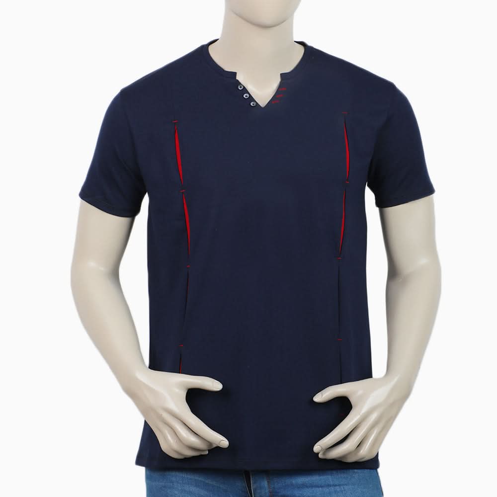 Men's Round Neck Half Sleeves T-Shirt - Navy Blue, Men's T-Shirts & Polos, Chase Value, Chase Value