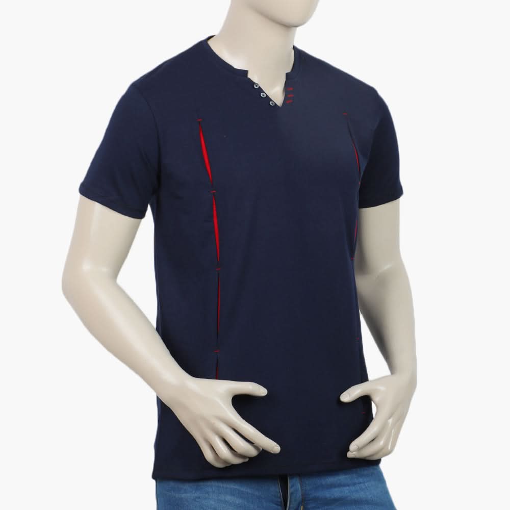 Men's Round Neck Half Sleeves T-Shirt - Navy Blue, Men's T-Shirts & Polos, Chase Value, Chase Value