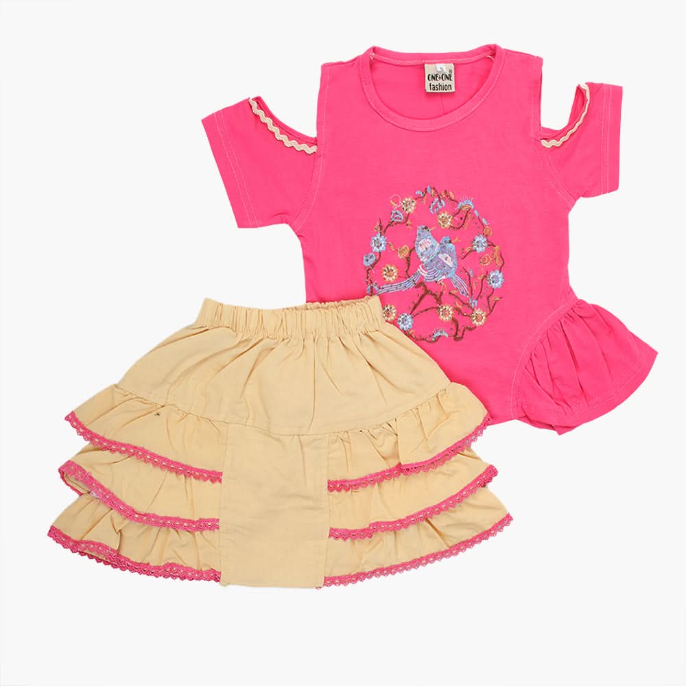 Girls Half Sleeves Suit - Pink, Girls Suits, Chase Value, Chase Value