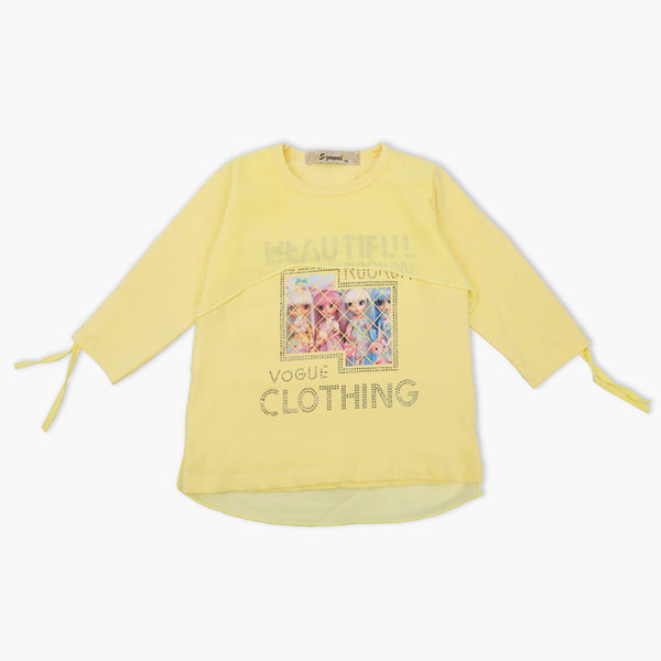 Girls Full Sleeves T-Shirt - Yellow, Girls T-Shirts, Chase Value, Chase Value