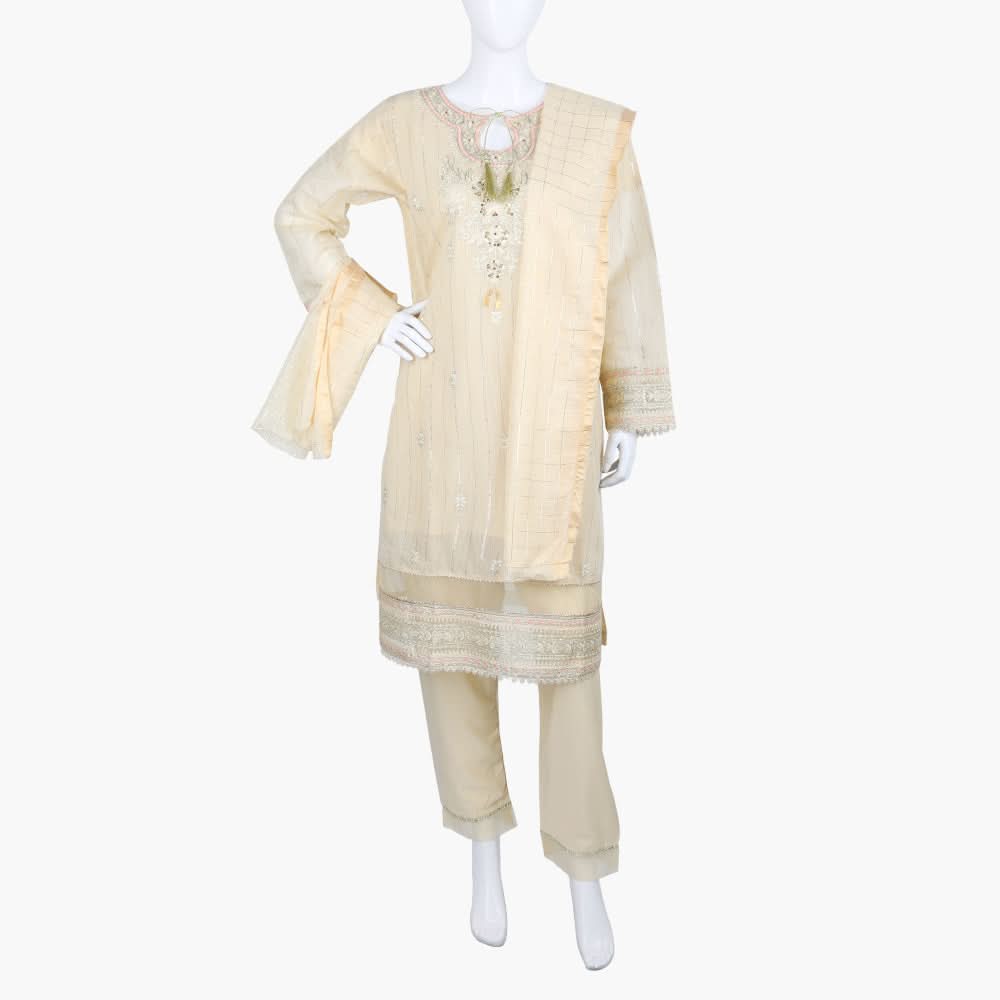 Women's Fancy 3Pcs Suit - Skin, Women Shalwar Suits, Chase Value, Chase Value