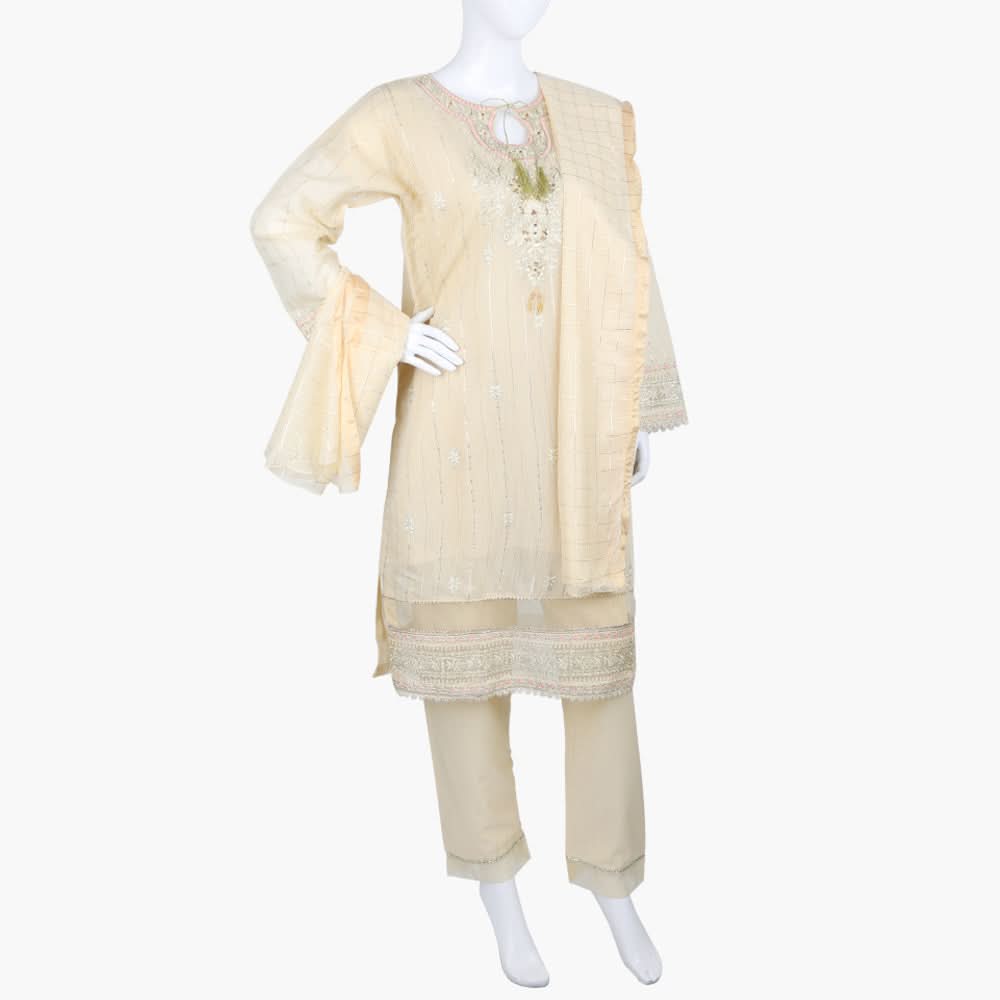 Women's Fancy 3Pcs Suit - Skin, Women Shalwar Suits, Chase Value, Chase Value