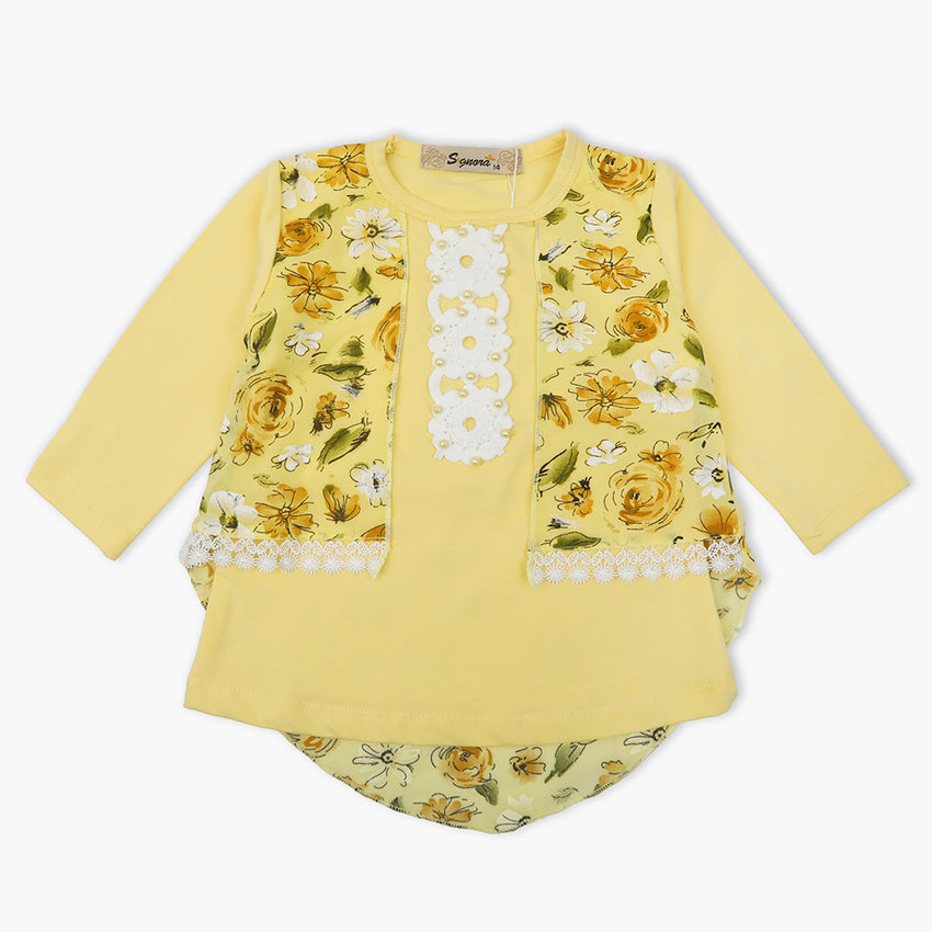 Girls Full Sleeves T-Shirt -  Yellow, Girls T-Shirts, Chase Value, Chase Value