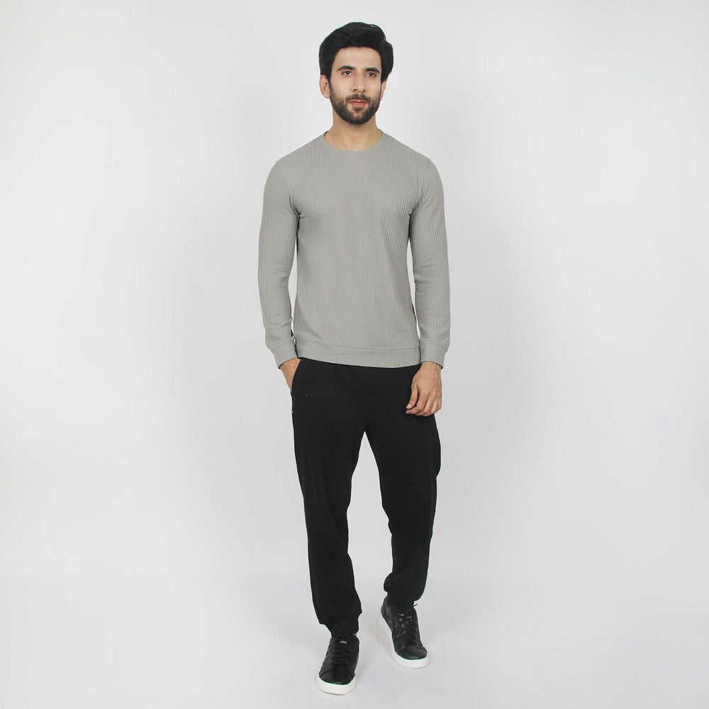 Men's Full Sleeves Round Neck T-Shirt - Grey, Men's T-Shirts & Polos, Chase Value, Chase Value