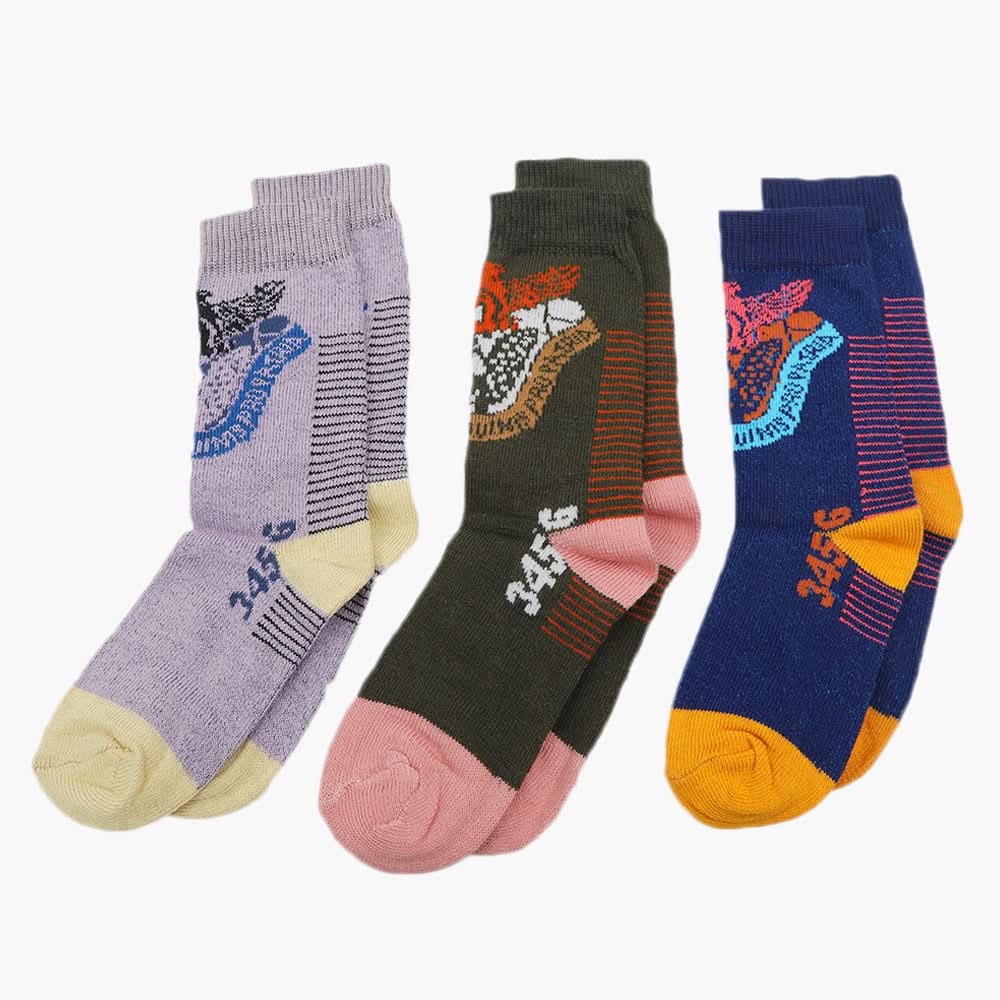 Girls Socks Pack Of 3 - Multi Color, Girls Socks, Chase Value, Chase Value