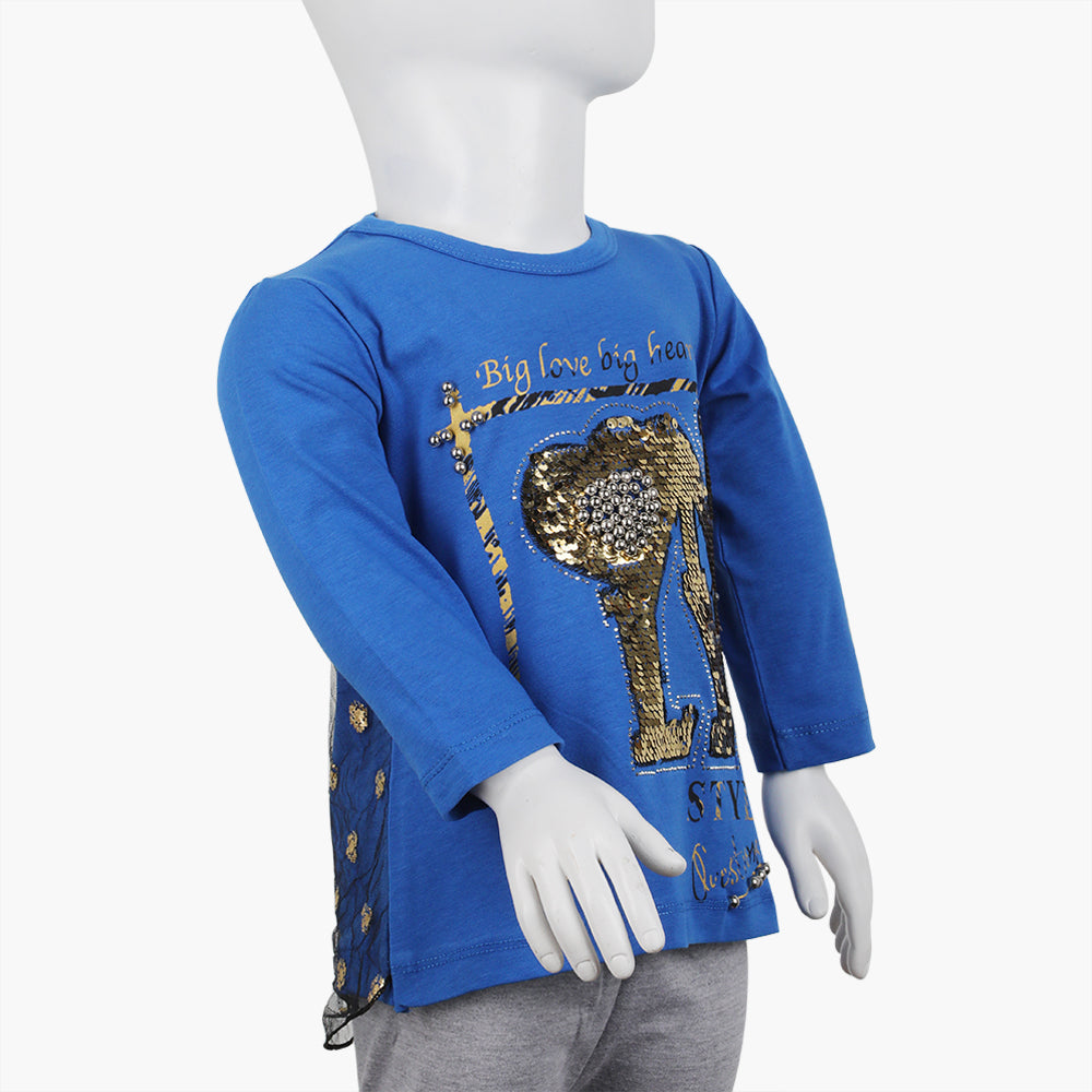 Girls Full Sleeves T-Shirt -  Royal Blue, Girls T-Shirts, Chase Value, Chase Value