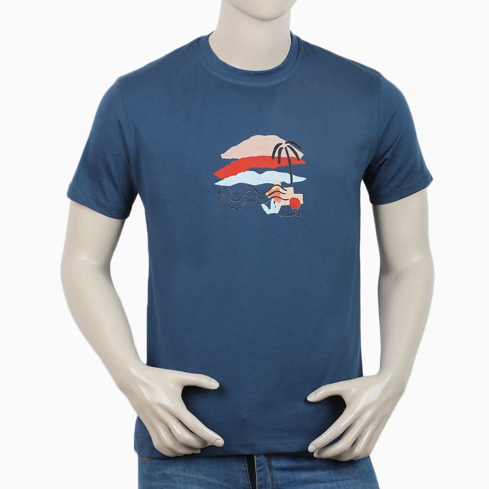 Men's Print Half Sleeves T-Shirt - Royal Blue, Men's T-Shirts & Polos, Chase Value, Chase Value