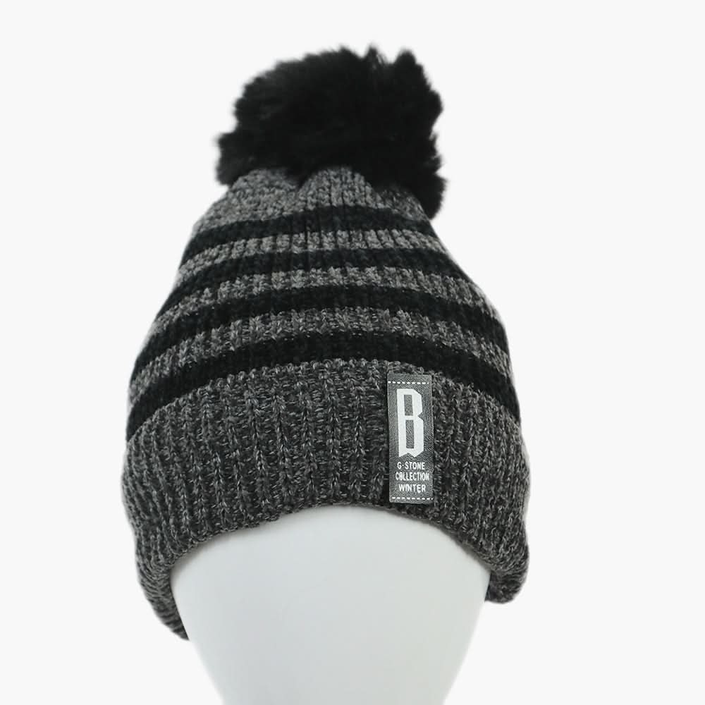 Women's Woolen Striper Cap - Grey, Women Hats & Caps, Chase Value, Chase Value