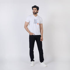Eminent Men's Half Sleeves Printed T-Shirt - White