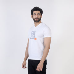 Eminent Men's Half Sleeves Printed T-Shirt - White