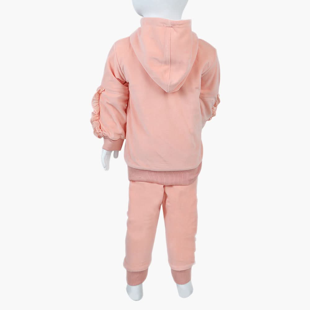 Girls Velour Tracksuit - Peach, Girls Suits, Chase Value, Chase Value