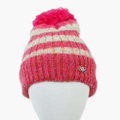 Women's Woolen Striper Cap - Pink, Women Hats & Caps, Chase Value, Chase Value