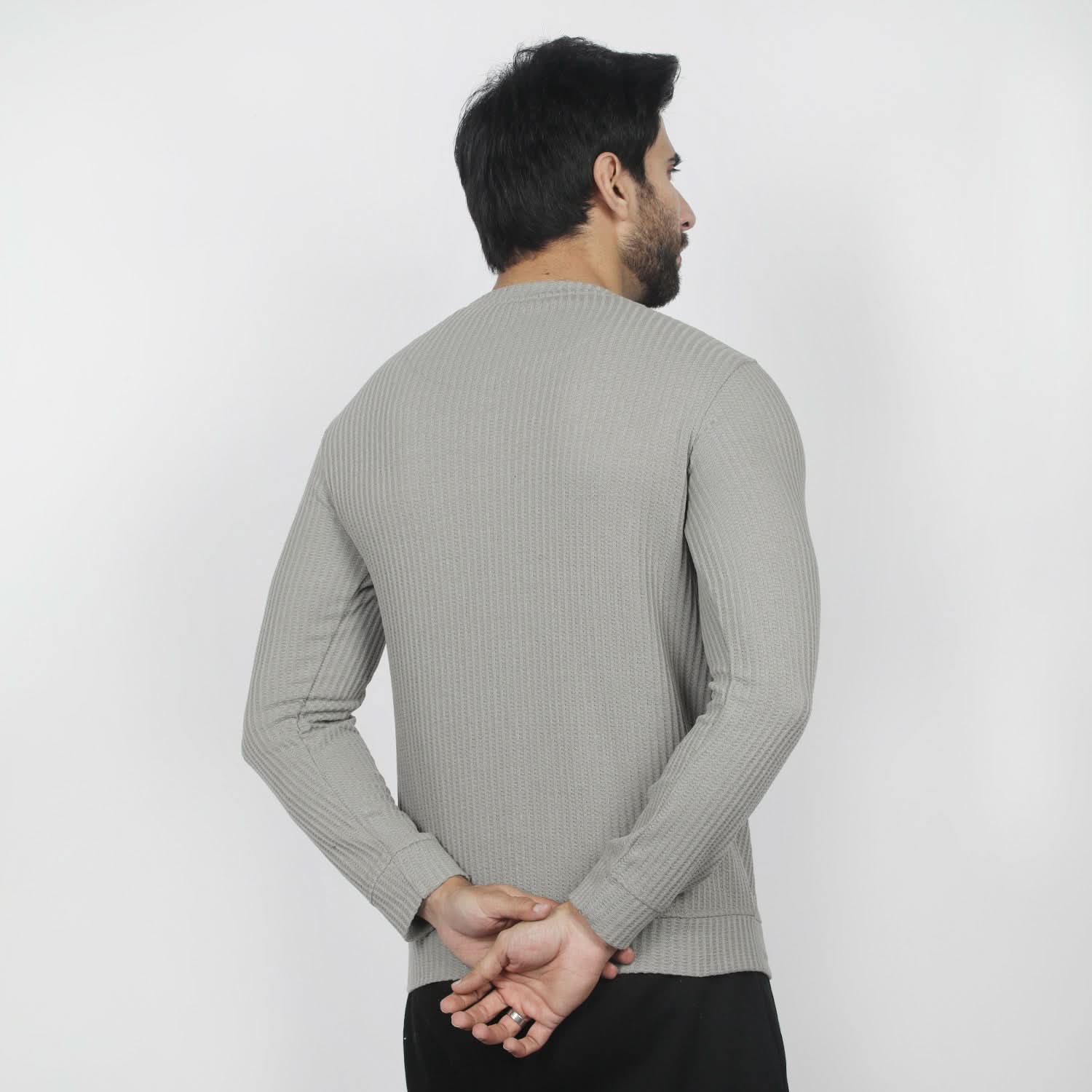 Men's Full Sleeves Round Neck T-Shirt - Grey, Men's T-Shirts & Polos, Chase Value, Chase Value