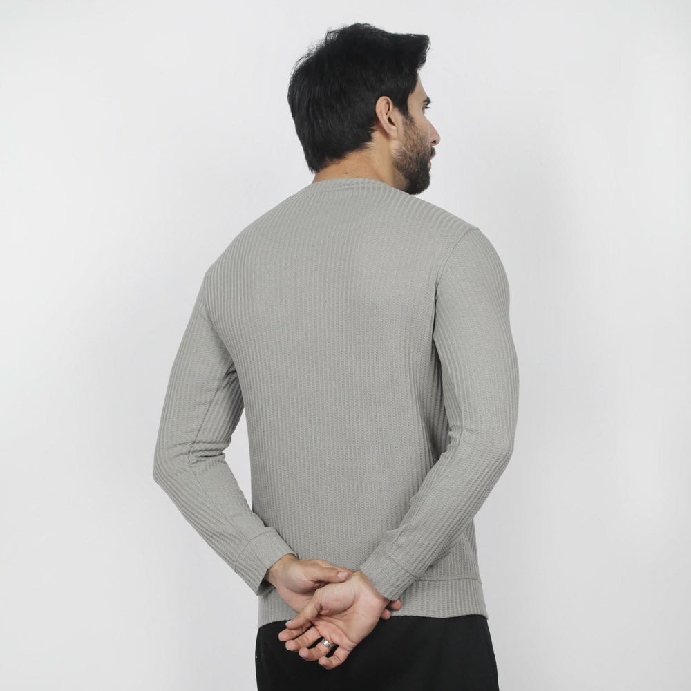 Men's Full Sleeves Round Neck T-Shirt - Grey, Men's T-Shirts & Polos, Chase Value, Chase Value