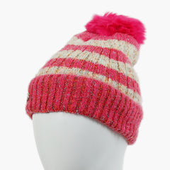 Women's Woolen Striper Cap - Pink, Women Hats & Caps, Chase Value, Chase Value