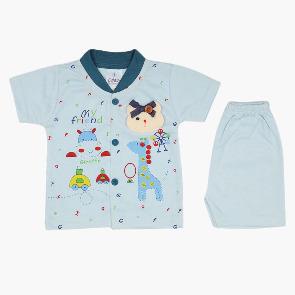 Newborn Boys Half Sleeves Suit - Blue, Newborn Boys Sets & Suits, Chase Value, Chase Value
