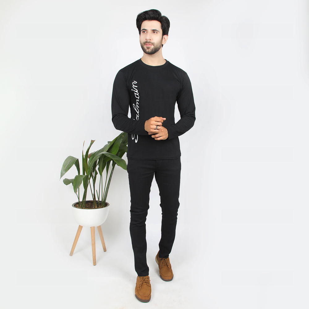 Men's Full Sleeves T-Shirt - Black, Men's T-Shirts & Polos, Chase Value, Chase Value