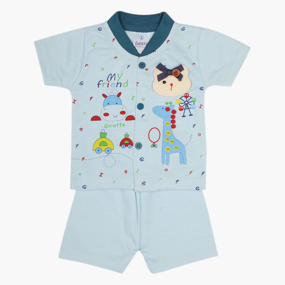 Newborn Boys Half Sleeves Suit - Blue, Newborn Boys Sets & Suits, Chase Value, Chase Value